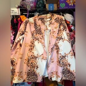 Pink and Brown Patterned Blazer